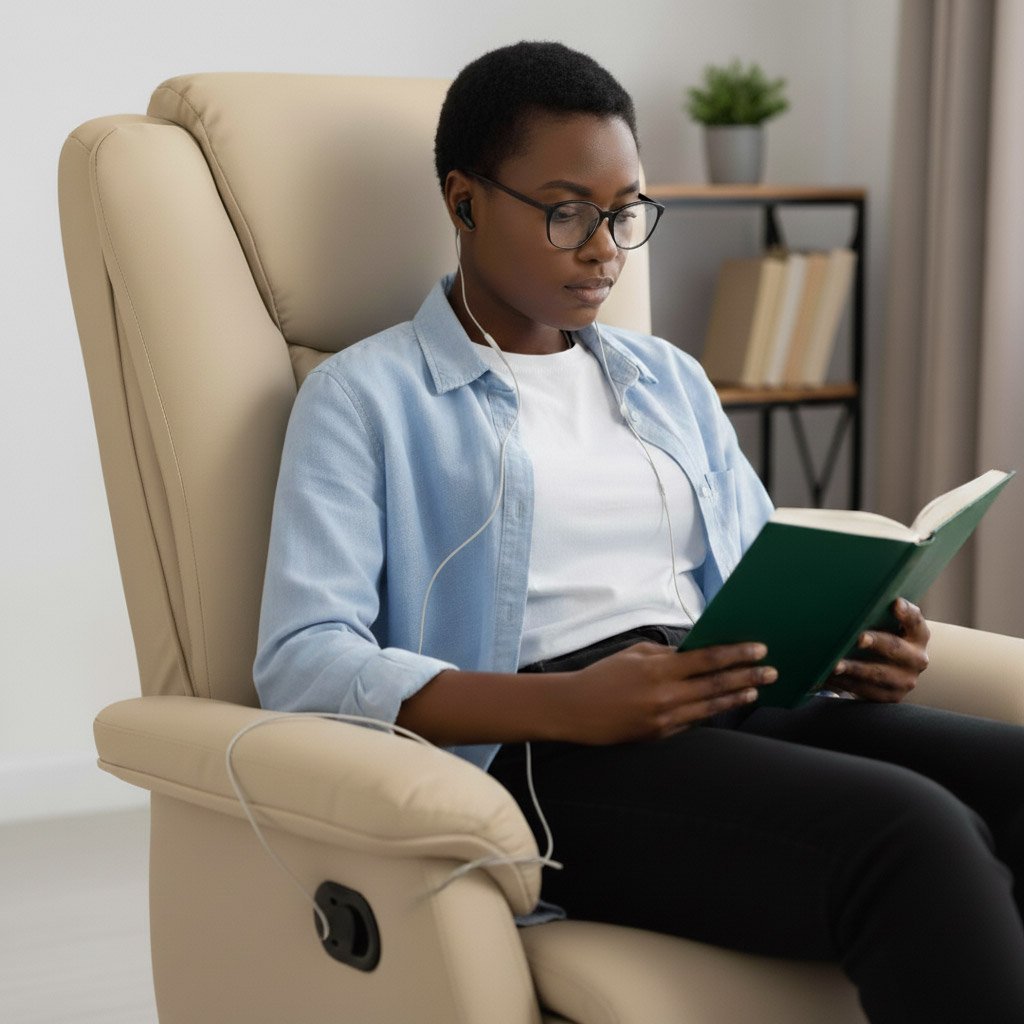 client doing a vagus nerve stimulation session (VNS) at ReviveO2